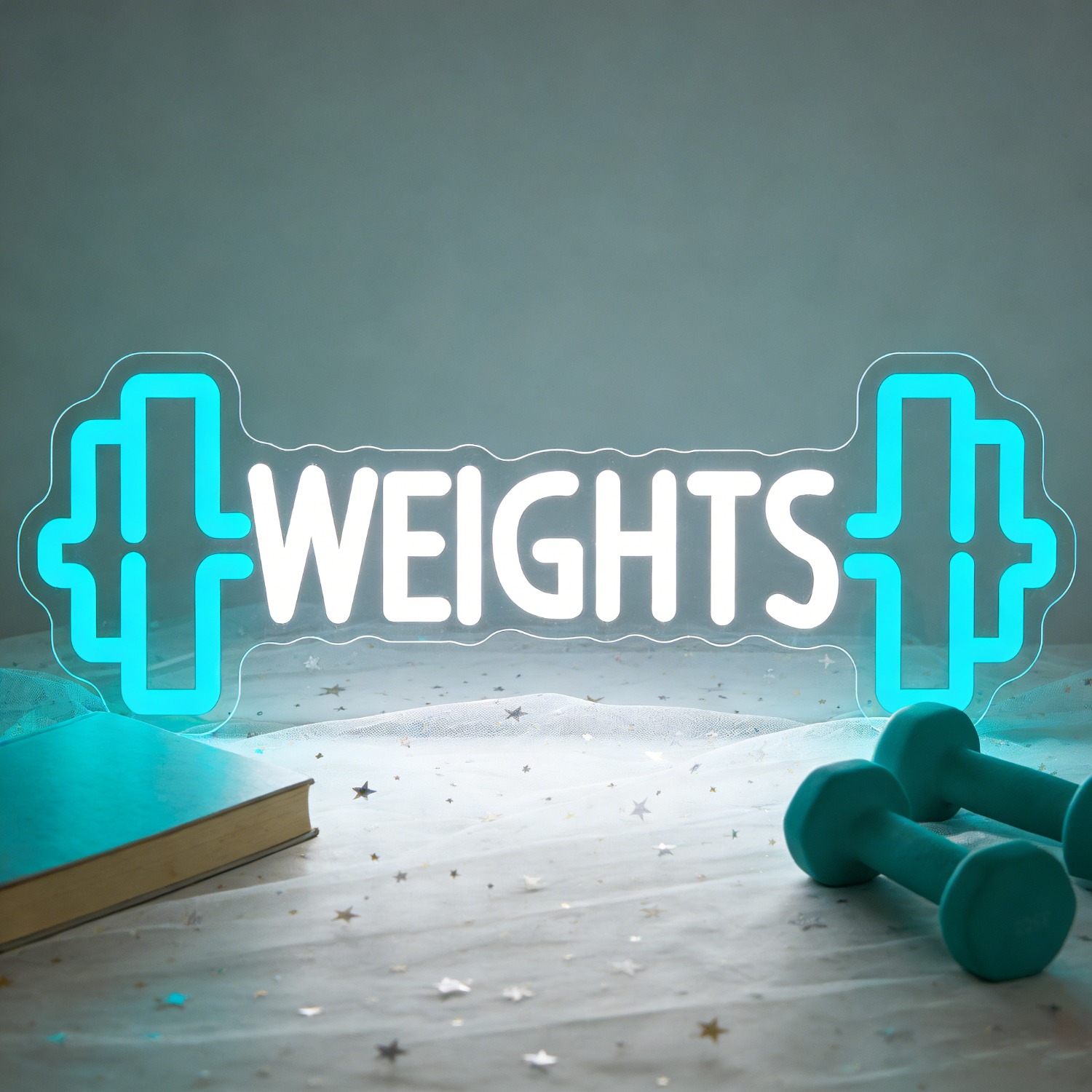 Home Gym Neon Sign - Neonowy znak LED z hantlami, do