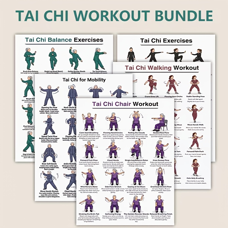 Home Gym Routine - 5 sztuk arkuszy ćwiczeń Tai Chi