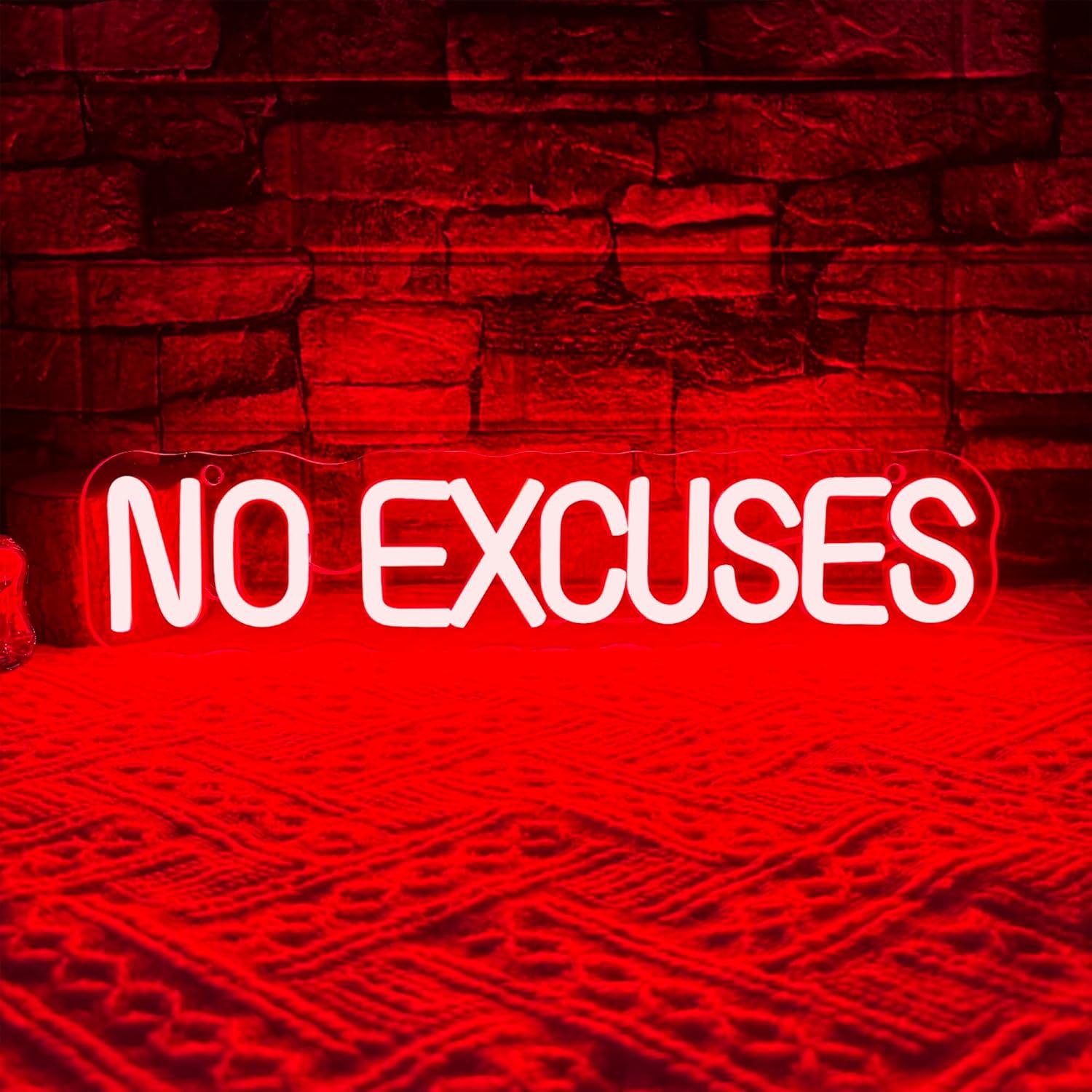 Home Gym Neon Sign - Neonowy Znak Bez Wymówek, Ściemnialna Lampka