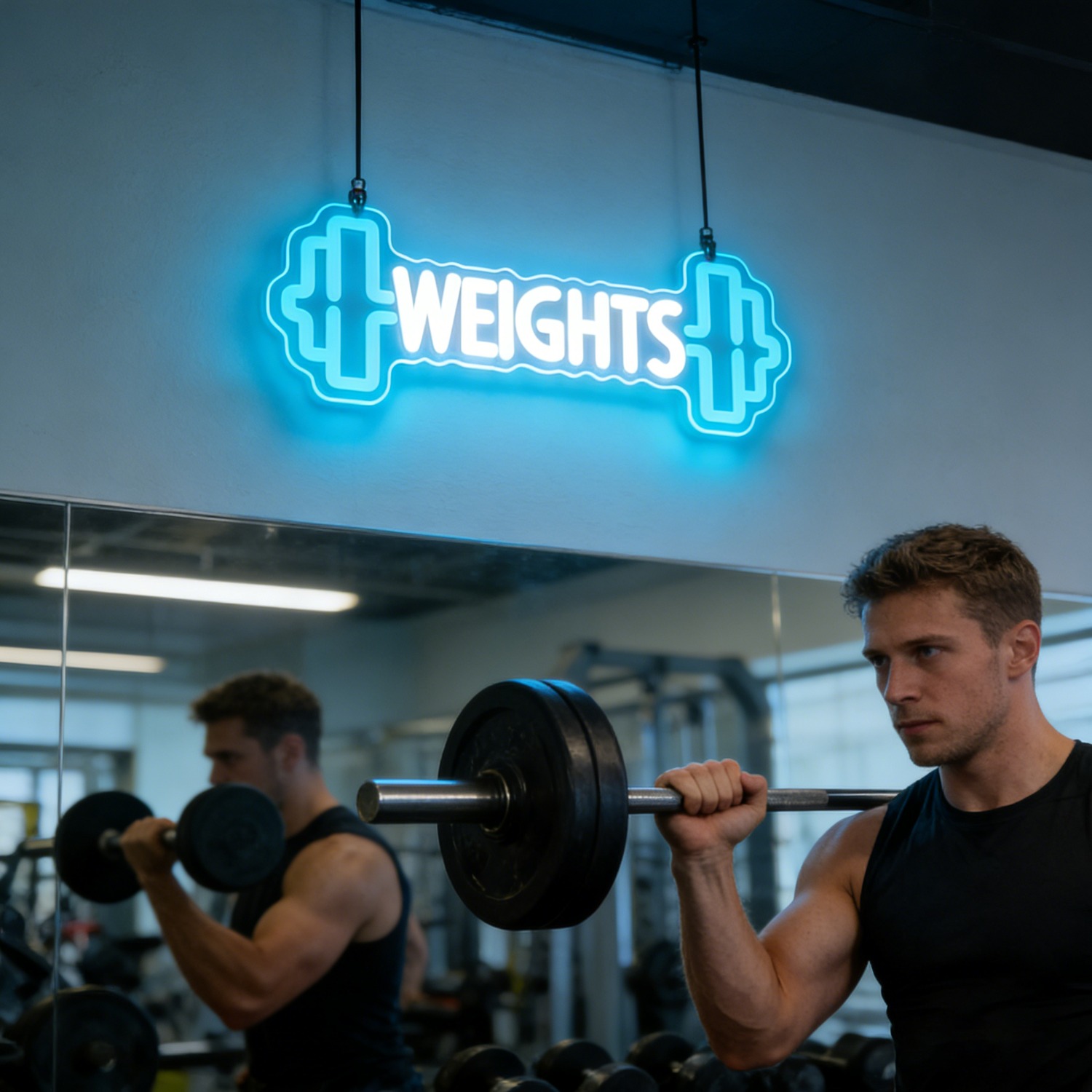 Neonowy znak LED z hantlami, d – Home Gym Neon Sign recenzja i cena